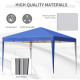 Outsunny 3 x 3M Garden Pop Up Gazebo Height Adjustable Marquee Party Tent Wedding Canopy with Carrying Bag, Blue