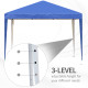 Outsunny 3 x 3M Garden Pop Up Gazebo Height Adjustable Marquee Party Tent Wedding Canopy with Carrying Bag, Blue