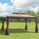 Outsunny 3 x 4m Garden Gazebo, Double Roof Marquee Canopy Shelter with Sidewalls, Solid Steel Frame for Garden, Lawn, Backyard a