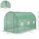 Outsunny 3.5 x 2m Walk-In Polytunnel Greenhouse, with Steel Frame, PE Cover, Roll-Up Door and 6 Windows, Green