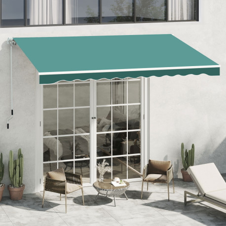 Outsunny Manual Retractable Awning, 3.5x2.5 m-Green