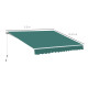 Outsunny Manual Retractable Awning, 3.5x2.5 m-Green