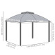 Outsunny 3.7 x 3(m) Metal Gazebo Canopy Party Tent Garden Patio Shelter with Netting Sidewalls &amp; Double Tiered Roof, Grey