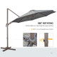 Outsunny 3(m) Cantilever Parasol 360° Rotation Roma Umbrella Hanging Sun Shade with Aluminium Frame, Tilt Crank, 8 Ribs and Cros