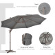 Outsunny 3(m) Cantilever Parasol 360° Rotation Roma Umbrella Hanging Sun Shade with Aluminium Frame, Tilt Crank, 8 Ribs and Cros