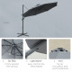 Outsunny 3(m) Cantilever Roma Parasol Patio Sun Umbrella with Crank &amp; Tilt LED Solar Light Cross Base 360° Rotating Outdoor, Dar