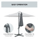 Outsunny 3(m) Cantilever Roma Parasol Patio Sun Umbrella with Crank &amp; Tilt LED Solar Light Cross Base 360° Rotating Outdoor, Dar