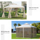 Outsunny 3(M)x3(M) Garden Gazebo Double Top Outdoor Canopy Patio Event Party Wedding Tent Backyard Sun Shade with Netting - Crea