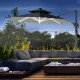 Outsunny 3m Cantilever Parasol w/ Solar Lights Power Bank Base 360° Spin Dark Grey