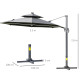 Outsunny 3m Cantilever Parasol w/ Solar Lights Power Bank Base 360° Spin Dark Grey