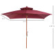 Outsunny 3 x 3(M) Garden Parasol Umbrella Sunshade, Outdoor Wooden Parasol with Double Tier Canopy, Wine Red