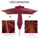 Outsunny 3 x 3(M) Garden Parasol Umbrella Sunshade, Outdoor Wooden Parasol with Double Tier Canopy, Wine Red