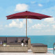 Outsunny 2 x 3m Wooden Garden Parasol Umbrella Outdoor Sun Shade Canopy, Wine Red