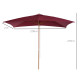 Outsunny 2 x 3m Wooden Garden Parasol Umbrella Outdoor Sun Shade Canopy, Wine Red