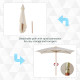 Outsunny 2 x 3m Wooden Garden Parasol Umbrella Outdoor Sun Shade Canopy, Cream White