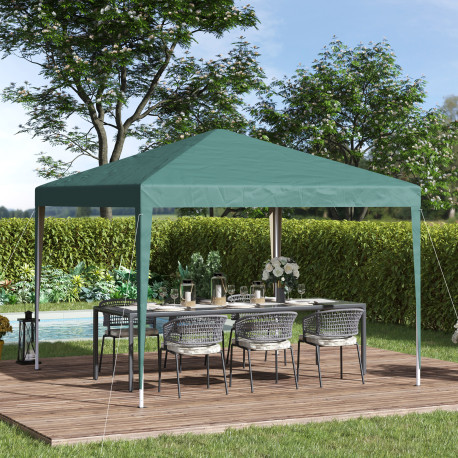 Outsunny 3 x 3M Garden Pop Up Gazebo Height Adjustable Marquee Party Tent Wedding Canopy with Carrying Bag, Green