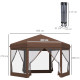 Outsunny 3.5m x 4m Hexagonal Pop Up Gazebo, Canopy Tent Sun Shelter for Patio Outdoor Party, Height Adjustable, with Mosquito Ne