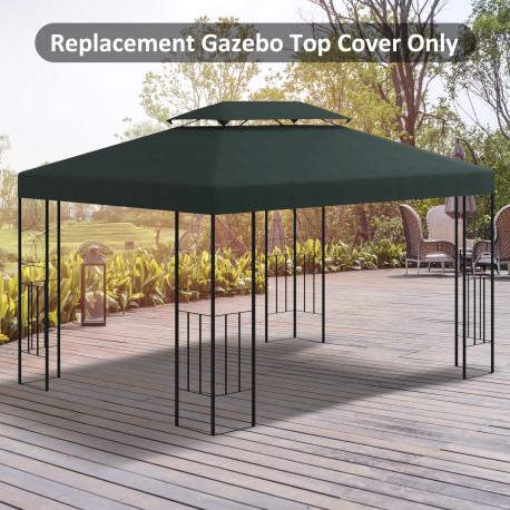 Outsunny 3x4m Gazebo Canopy Replacement Cover, 2 Tier Top Roof UV Cover Garden Patio Outdoor Sun Awning Shelters, Charcoal Grey 