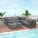 Outsunny 4 Pcs Rattan Wicker Garden Furniture Patio Sofa Storage &amp; Table Set w/ 2 Drawers Coffee Table,Great Cushioned 4 Seats C