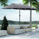 Outsunny 4.4m Double-Sided Sun Umbrella Patio Parasol LED Solar Lights Dark Grey