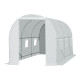 Outsunny 4.5 x 2 x 2 m Polytunnel Greenhouse, Walk-in Green House for Garden with Mesh Windows, Galvanised Steel Frame, White