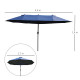 Outsunny Double-side Umbrella Parasol, Φ2.7x4.6Wx2.4H m-Blue