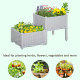 Outsunny 40cm x 40cm x 44cm Set of 2 26L Garden Raised Bed Elevated Patio Flower Plant Planter Box PP Vegetables Planting Contai