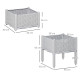 Outsunny 40cm x 40cm x 44cm Set of 2 26L Garden Raised Bed Elevated Patio Flower Plant Planter Box PP Vegetables Planting Contai