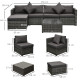 Outsunny 6 Pieces Outdoor Rattan Corner Sofa Set, Patio Aluminium Frame with All-weather Wicker Conversation Furniture w/ Coffee