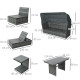 Outsunny 5 PCS Outdoor Rattan Wicker Sofa Sets Reclining Sofa Adjustable Canopy &amp; Side Table Dining Table Set Sectional Conversa