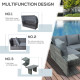 Outsunny 5 PCS Outdoor Rattan Wicker Sofa Sets Reclining Sofa Adjustable Canopy &amp; Side Table Dining Table Set Sectional Conversa