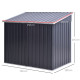 Outsunny 3.2 x 5.1ft Corrugated Steel Two-Bin Storage Shelter - Black