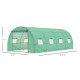 Outsunny Walk-in Polytunnel Greenhouse, Outdoor Garden Tunnel Greenhouse Tent with Zipped Roll-Up Door and 8 Mesh Windows, 6 x 3