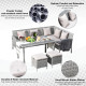 Outsunny 6-Seater Rattan Dining Set Sofa Table Footstool Outdoor w/ Cushion Garden Furniture