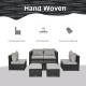 Outsunny 8 Pieces PE Rattan Sofa Set with Cushions, Garden Corner Sofa with 4 Seater Sofa, 2 Footstools and 2 Coffee Table Set, 