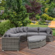 Outsunny 6 Pieces Outdoor PE Rattan Wicker Sofa Set with 10cm Thick Padded Cushionsand Half Round Patio Conversation Furniture S