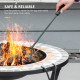 Outsunny 60cm Outdoor Fire Pit Table with Mosaic Outer, Round Firepit with Spark Screen Cover, Fire Poker for Garden Bonfire Par