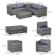 Outsunny 6PC Rattan Corner Sofa Set Wicker 4 Seater Garden Storage Coffee Table Conversation Ottoman Outdoor Weave Furniture w/ 