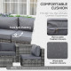 Outsunny 6PC Rattan Corner Sofa Set Wicker 4 Seater Garden Storage Coffee Table Conversation Ottoman Outdoor Weave Furniture w/ 