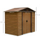 Outsunny 8 x 6ft Garden Metal Storage Shed House Hut Gardening Tool Storage with Kit and Ventilation, Brown