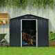 Outsunny 7.7 x 5.7ft Metal Garden Shed, Galvanised Outdoor Tool Storage House with Ventilation Slots and Sliding Doors, Grey