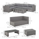 Outsunny 6 Pieces Outdoor PE Rattan Wicker Corner Sofa Set with 10cm Thick Padded Cushions, Aluminium Conservatory Furniture wit