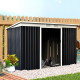 Outsunny 9ft x 4ft Metal Garden Shed, Outdoor Tool House with Foundation Kit, Ventilations and Double Doors, Dark Grey