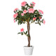 Outsunny Artificial Plants Pink Rose Floral in Pot, Fake Plants for Home Indoor Outdoor Decor, 90cm