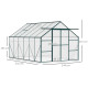 Outsunny 8 x 12ft Aluminium Greenhouse Polycarbonate Walk-in Garden Greenhouse Kit with Adjustable Roof Vent, Double Sliding Doo