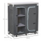 Outsunny Aluminum Camping Cupboard, Camping Kitchen Station Cook Table with 3-Shelf, Storage Organiser for BBQ Party Picnic