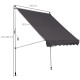 Outsunny Balcony 2 x 1.5m Manual Adjustable Awning DIY Patio Clamp Awning Canopy Retractable Shade Shelter Easy to Move for Balc