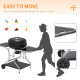 Outsunny Portable Charcoal Kettle Grill Outdoor Barbecue Trolley BBQ Heat Smoker Grilling with Two wheels, Free Standing Black