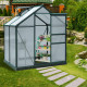 Outsunny 6 x 4ft Polycarbonate Greenhouse, Large Walk-In Green House with Slide Door and Window, Garden Plants Grow House with A