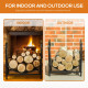 Outsunny Metal Firewood Log Holder Indoor Outdoor Firewood Rack Inner Arced Fireplace Wood Storage Shelf w/ Bear Shape Design, R